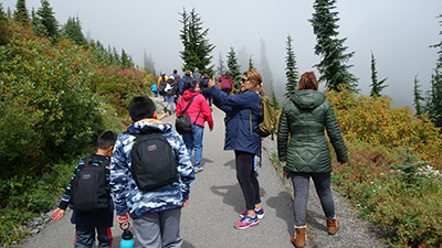 Casa Latina participants take in the views from a trail at Paradise