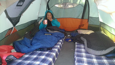 Shiela in her sleeping bag