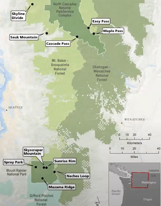 Map of the survey locations for the butterfly project