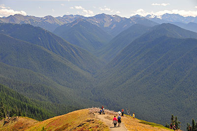 Hikers take in the view at Hurricane Ridge