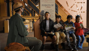 A ranger speaks Spanish with young park visitors at Mount Rainier