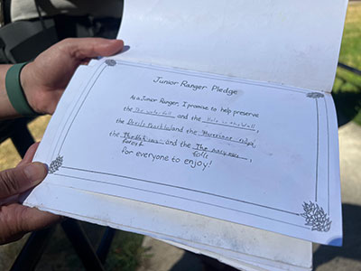 A new junior ranger's completed pledge