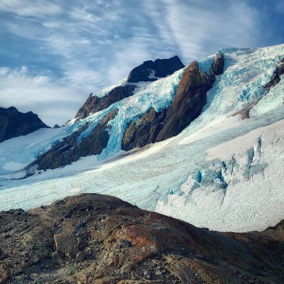 Image of Mount Olympus with a view of the blue glacier.