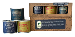 Good and Well's three-pack of Washington national park candles
