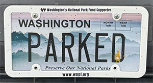 National park license plate with frame